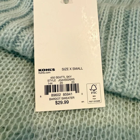 SO Blue Off-the-Shoulder Sweater with Ribbed Knit - Picture 2 of 2